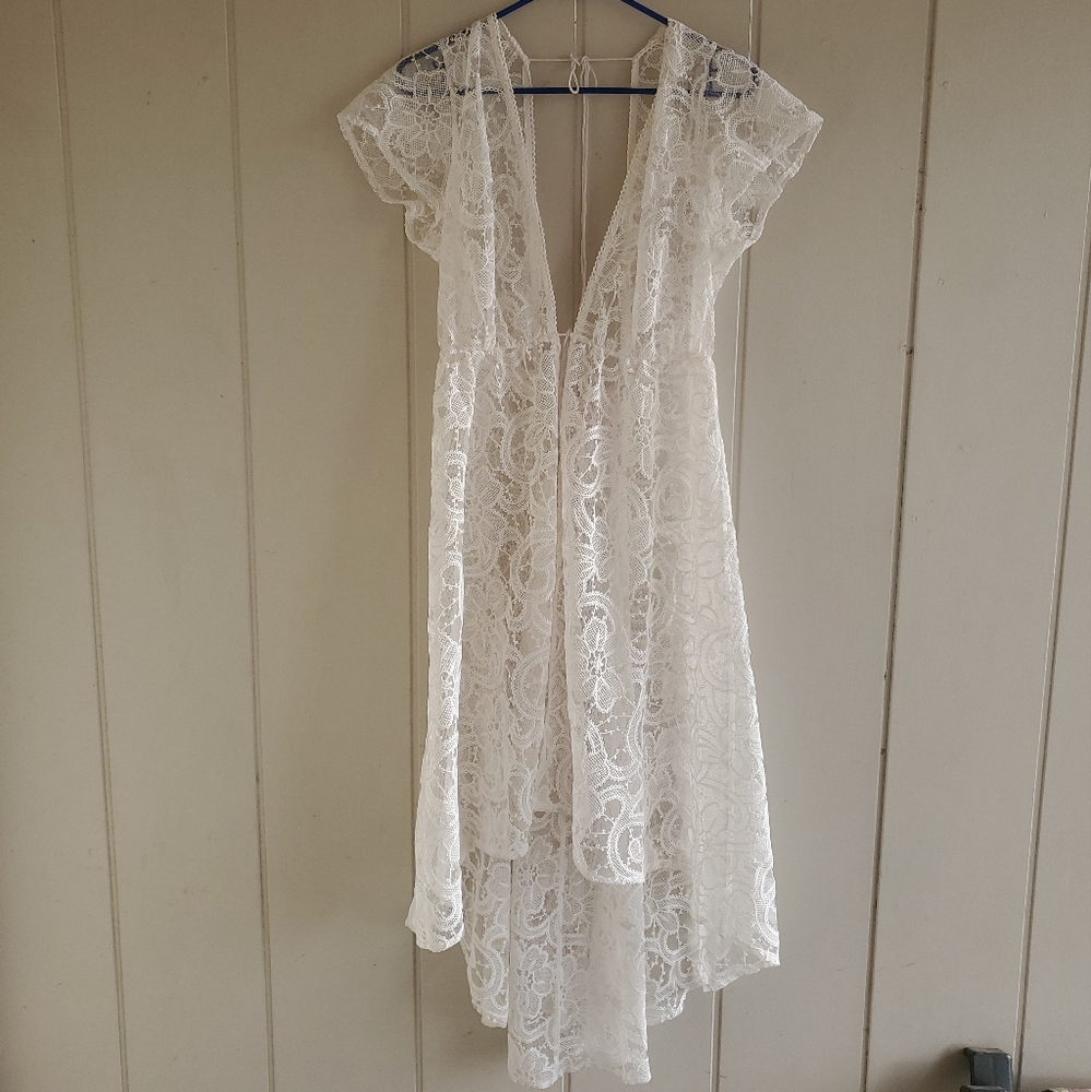 Victoria's Secret GOWN robe embroider coconut WHITE BRIDAL Lace Size M/L Y2k
